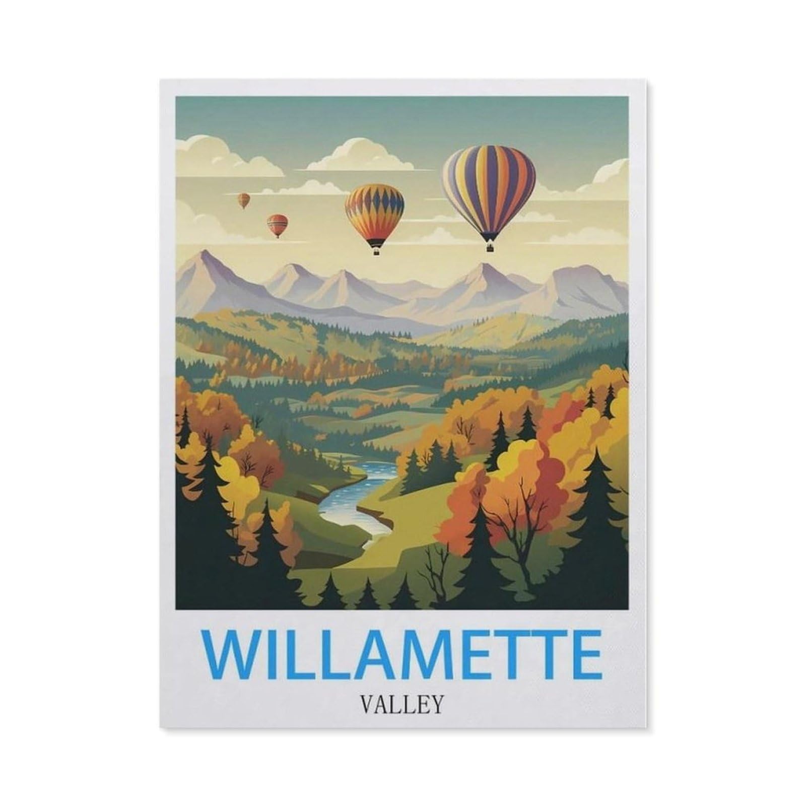 Beayodkp （30 X 40 Cm/11.81 X 15.74 Inches） Willamette Valley Vintage Travel Poster，Diamond Art Kits For Adults And Kids, Full Drill Round Rhinestone Paint With Diamonds-Cc49