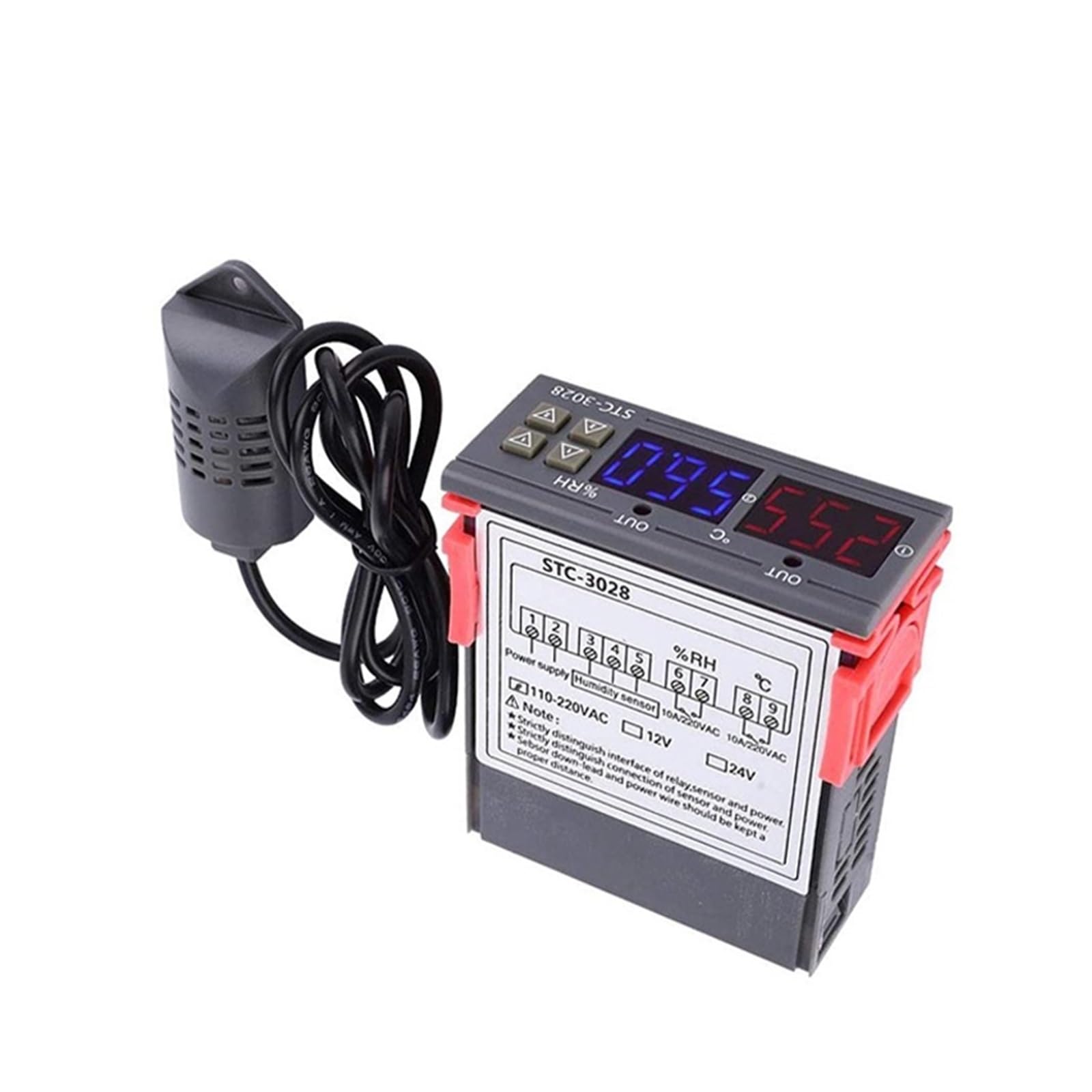 STC-3028 Dualer Digitaler Temperatur-Feuchtigkeitsregler 12V 24V 220V Thermoregulator-Thermostat for Die Kühlung Im Inkubator(STC-3028 24V)
