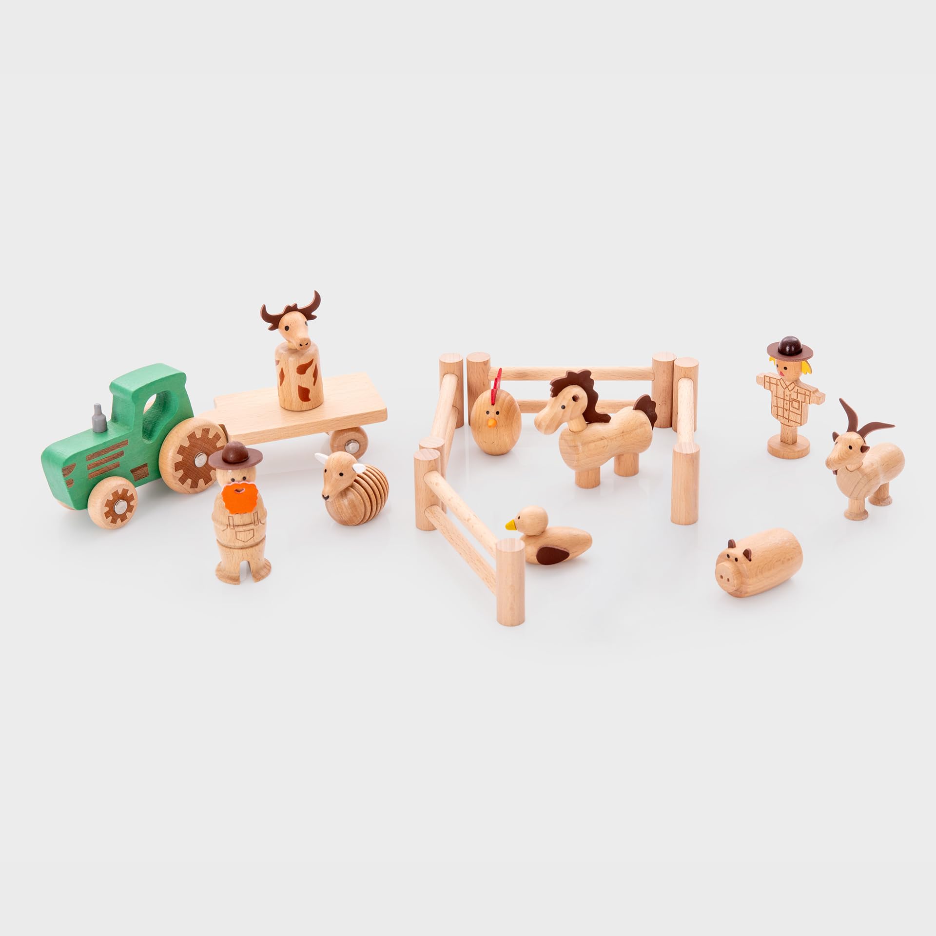 tickit Wooden Farm Play Set with Tractor, Animals & Figures – FSC Beechwood Small World Farm Collection for Storytelling, Role Play & Imaginative Learning
