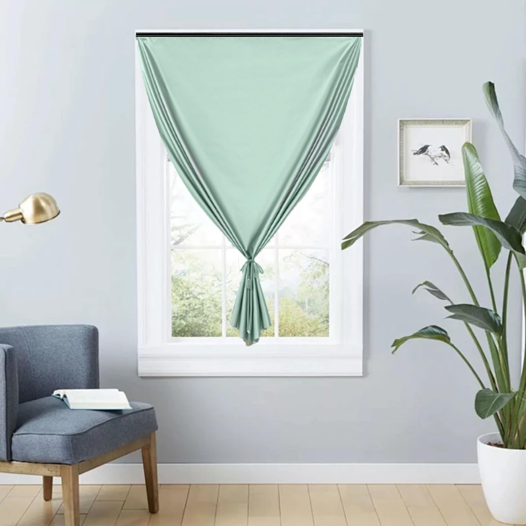 Blackout Roller Blind 110 x 135 cm, Easy to Stick on & Take Down, Thermal Properties Premium Fabric Kitchen High Shading Blinds, with Nano Tape for Home Office, Green