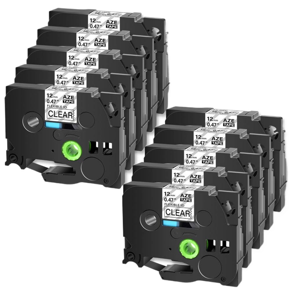 Nastro per etichette nero su trasparente compatibile con nastro laminato flessibile Tze-FX131 da 0,47 pollici per stampanti di etichette