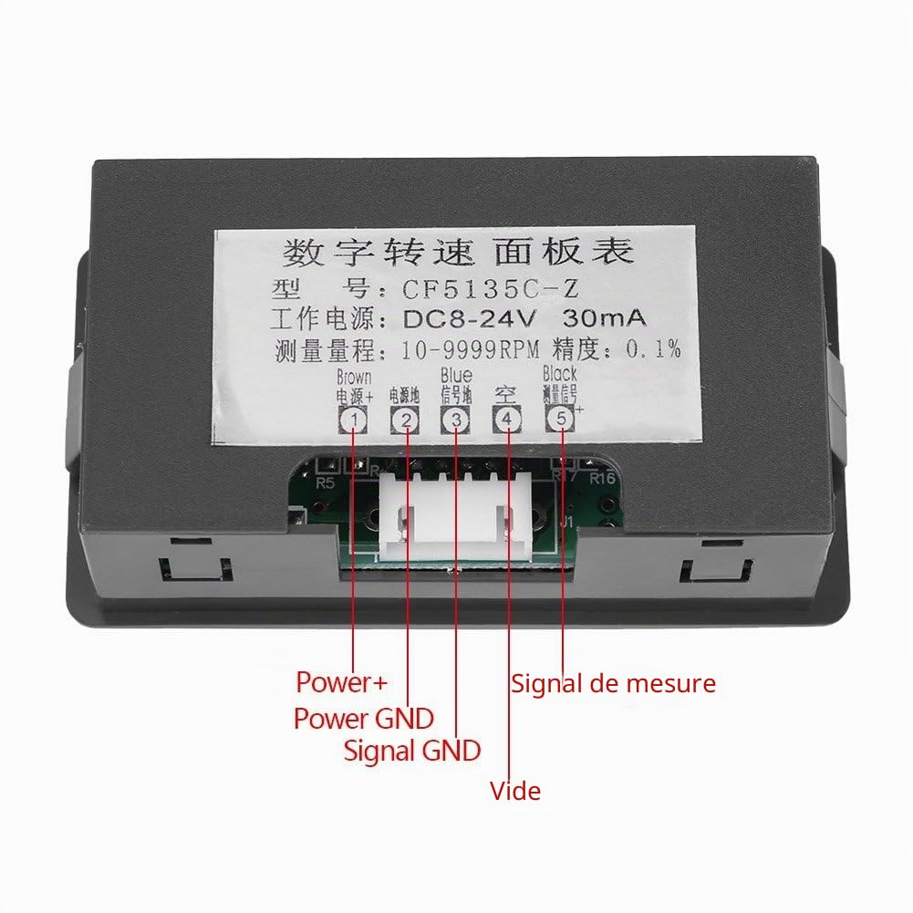 Tachymètre RPM Numérique 4 Chiffres à LED avec Capteur de Proximité NPN (Rouge)