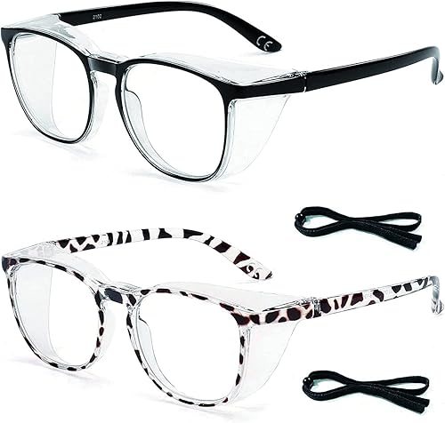 Gafas de seguridad antiempañantes para hombre y mujer, gafas protectoras con bloqueo de luz azul, protegen del polen y de los rayos UV (A-Negro+gris