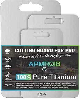 Titanium Cutting Board Set of 3, 100% Pure Titanium Cutting Boards for Kitchen, Double-Sided Food Grade Cutting Board Ideal Charcuterie & Chopping for Meat, Hygiene Durable Dishwasher(3 pcs)