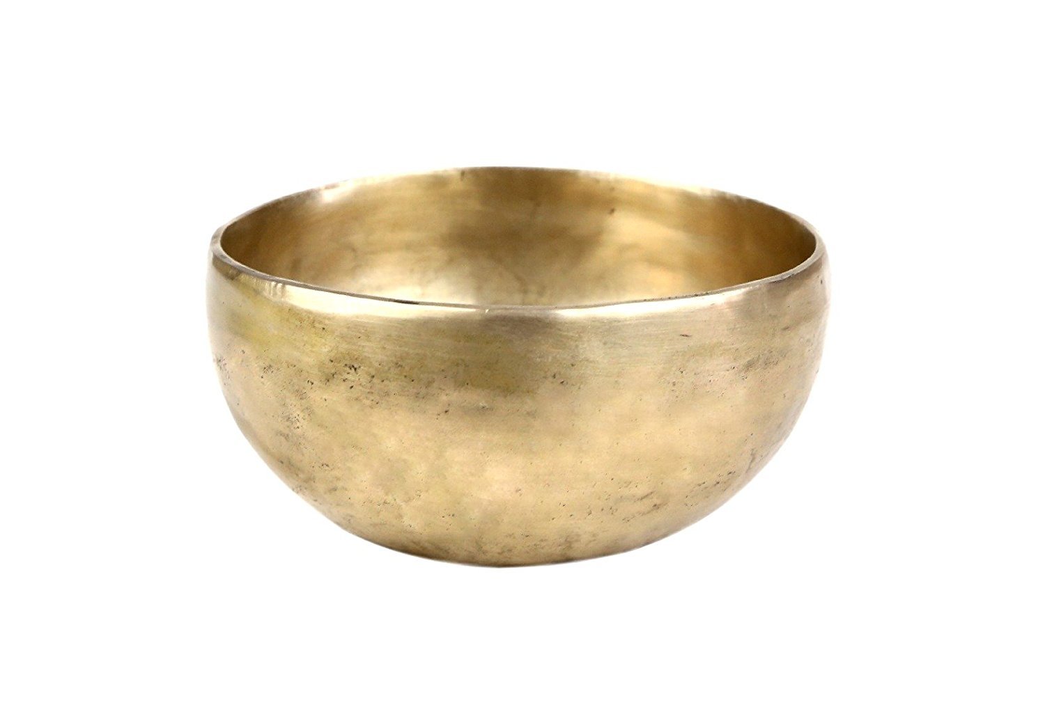 Fatto a mano tibetano meditazione canto ciotola – con battente e cuscino in seta, 12,7 cm, gold-toned Trim artigianale ciotola ideale per yoga, meditazione, set completo of-1 Piece Bell metallo