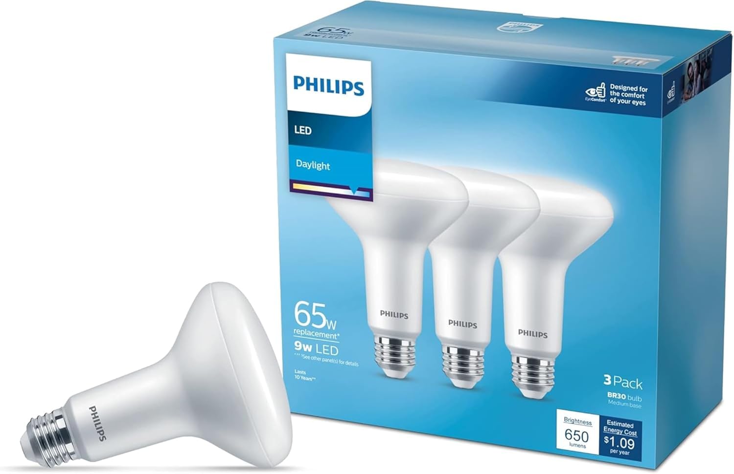 Amazon.com: PHILIPS LED 65W BR30 3-Pack Basic Daylight (5000K) 650