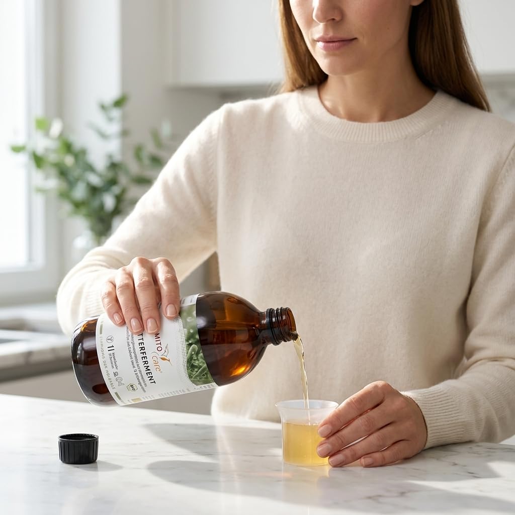MITOcare Bitterferment - Fermentationsgetränk mit 10 bitterstoffgeprägte Kräuter und Pflanzenstoffe: Löwenzahn & Reishi - vegan - Monatspackung - Bio Qualität - Produziert in Deutschland