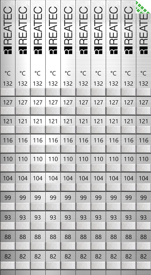 Lot De 10 Bandes De Mesure De Température Reatec 138°C à 188°C - 10 Champs Protégés