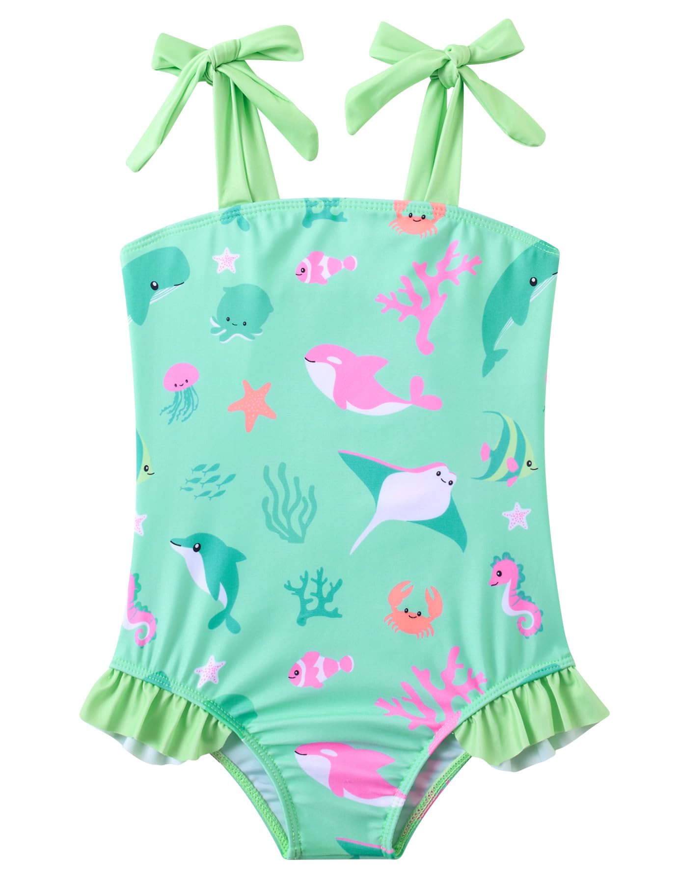 Vieille Toddler Girls Swimsuits Ruffle Bathing Suits One Piece Swimwear 2-6T