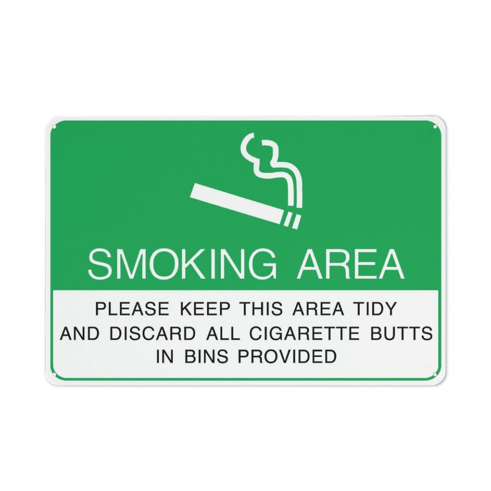 Smoking Area Please Keep This Are Tidy Discard All Cigarette Butts Sign Warning Tin Sign Home Kitchen Farm Garden Garage Wall Decor 12X8Inch