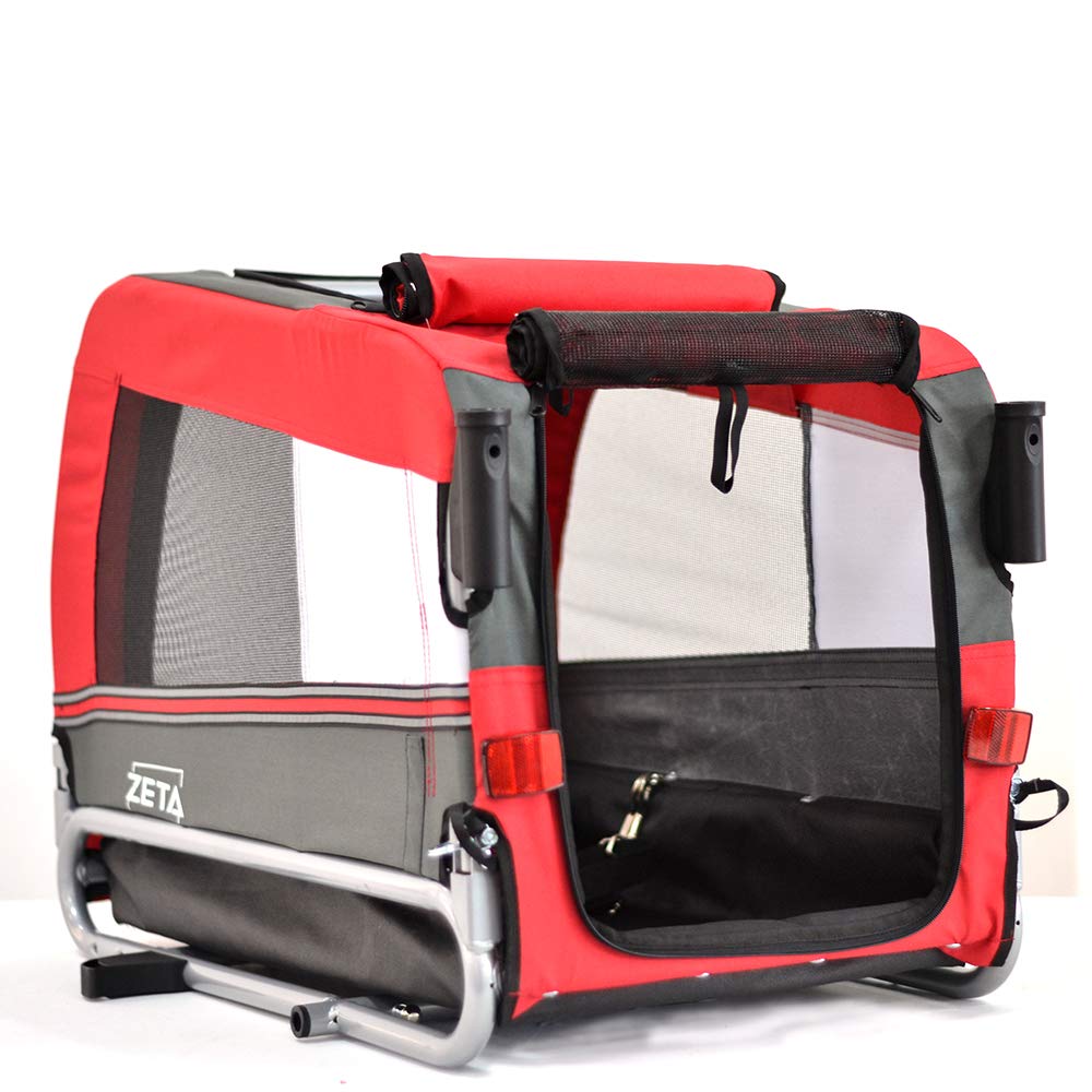 PAPILIOSHOP Zeta - Remolque para el transporte en bicicleta de tu perro, cochecito para mascotas en 3 tallas (S-rojo)