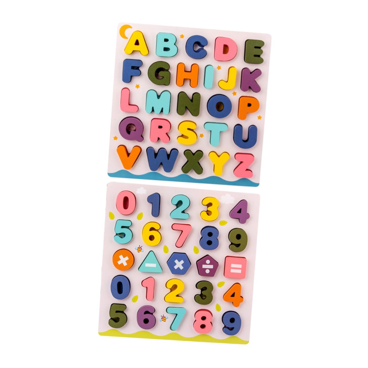Juguete Educativo Rompecabezas de Madera para Niños, 2 Juegos | Alfabeto y Números, Bloques de Letras con Base de Madera, Juguetes Educativos Niño Niña Años