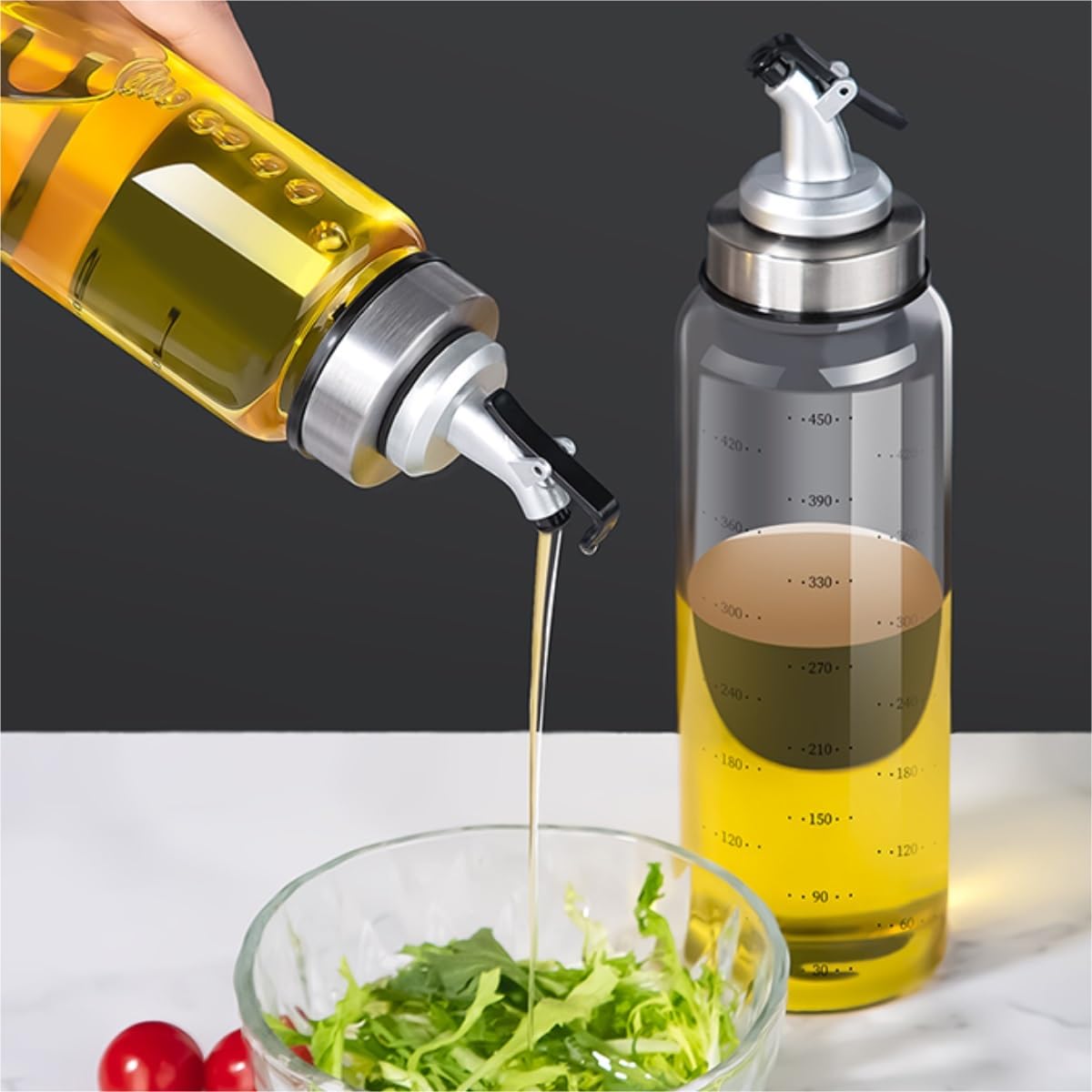 Essig Ölflaschen Set Sojasauce Essig Öl Topf Küche Haushalt Glas Trennwand Gewürzglas 4 Stück Set Küche | 24x6.5cm
