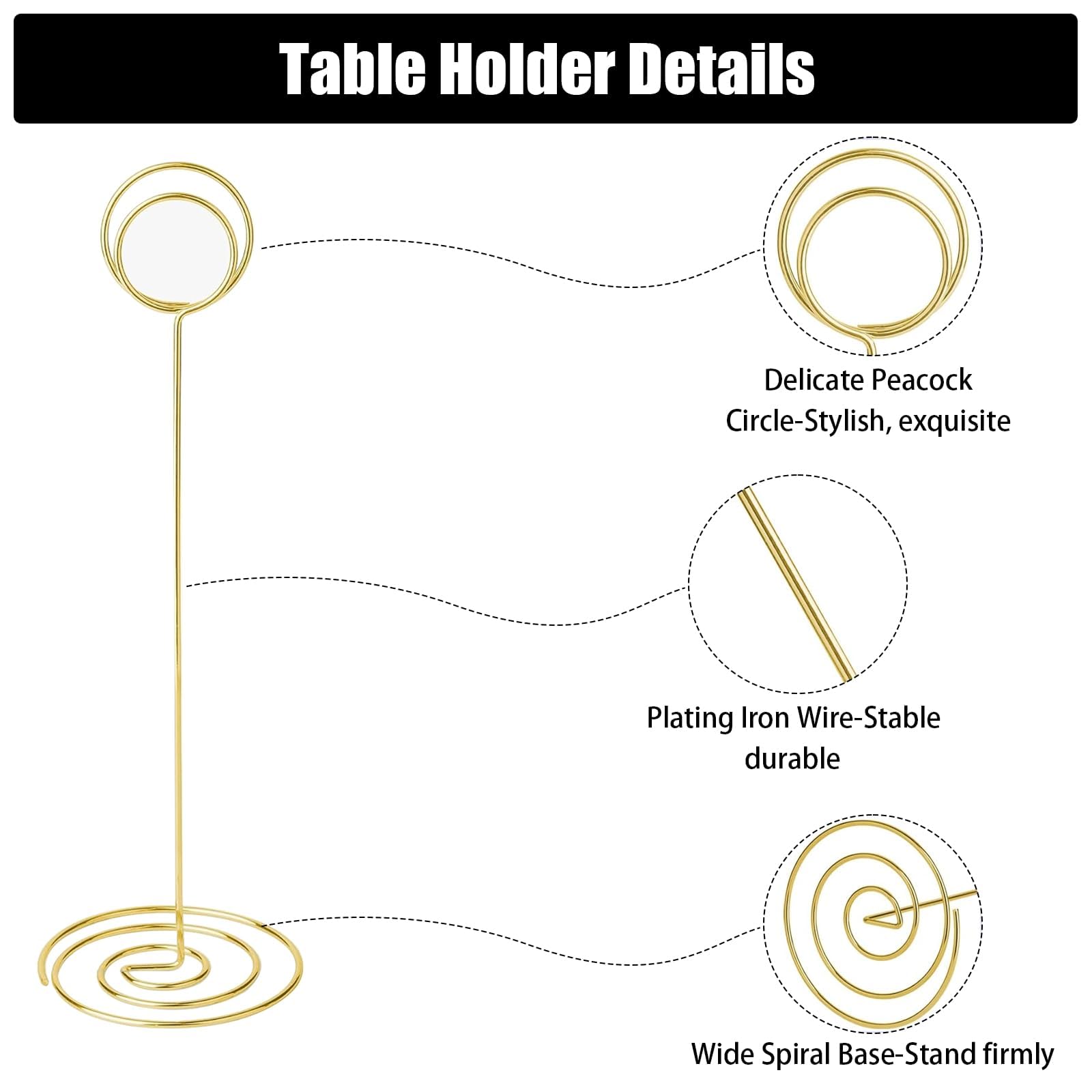 WEXFFU 10PCS Table Number Holders, Table Name Holders, 22cm/8.66inch Table Number Stands - Image 3