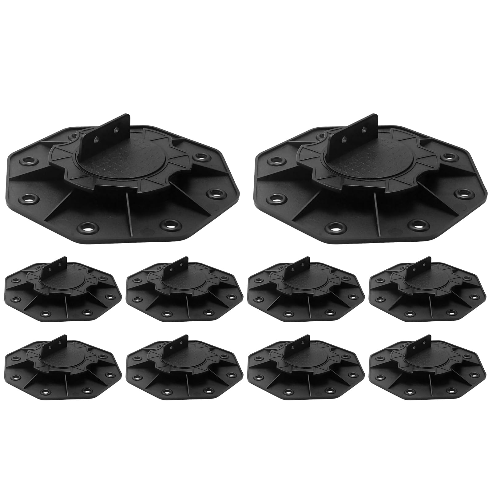 MospdyGear 10 PCS Adjustable Decking Pedestal Supports, Height-Adjustable Joist Leveling Feet, Recycled PP Raised Deck & Shed Foundation Pads Compatible with Wood WPC Aluminum Composite Joists