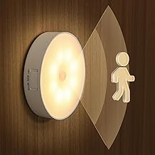 Motion Sensor Light for Home with USB Charging Wireless Self Adhesive LED Body Induction Lamp Sensor Light for Wardrobe Lights Sensor Night Light for Cupboard Stair (Round - Warm White, 1)