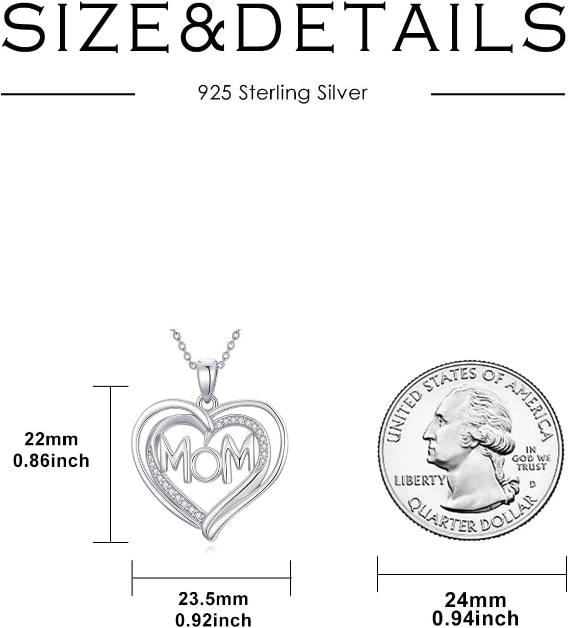 Mothers Day Gifts for Mom Sterling silver Necklace Heart Pendant necklace Mother Days Gifts form Son and Daughter - Image 5