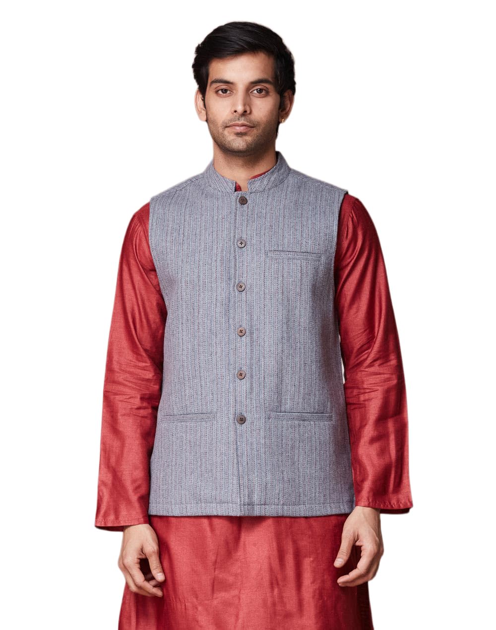 fabindia Grey Wool Woven Nehru Jacket-picture-49