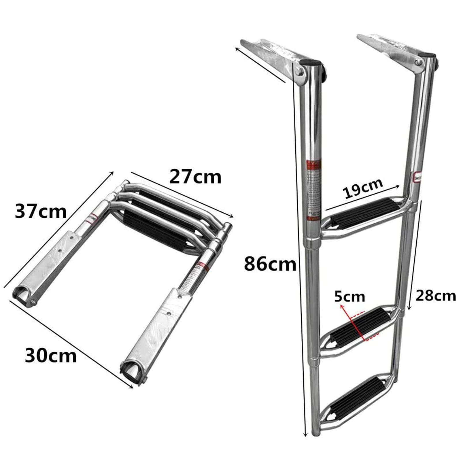 Buy Stainless Steel Telescoping 3 Step Boat Ladder, Extension Pontoon