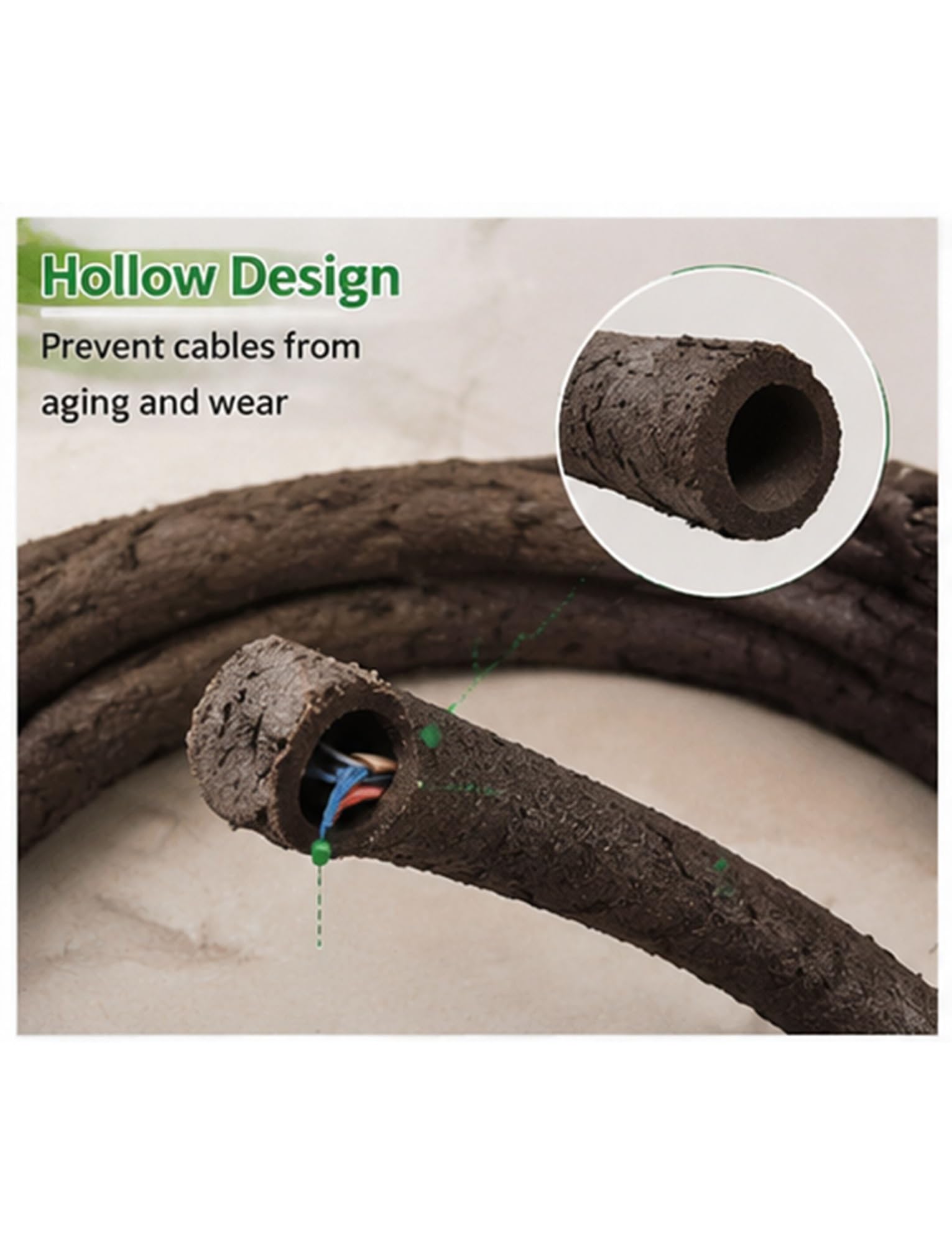 Flexibler Kabelschutzschlauch in Rankenoptik zum Kabelverstecken | Rattan decorativo con corteccia artificiale, giardino esterno(16mm/0.63in)
