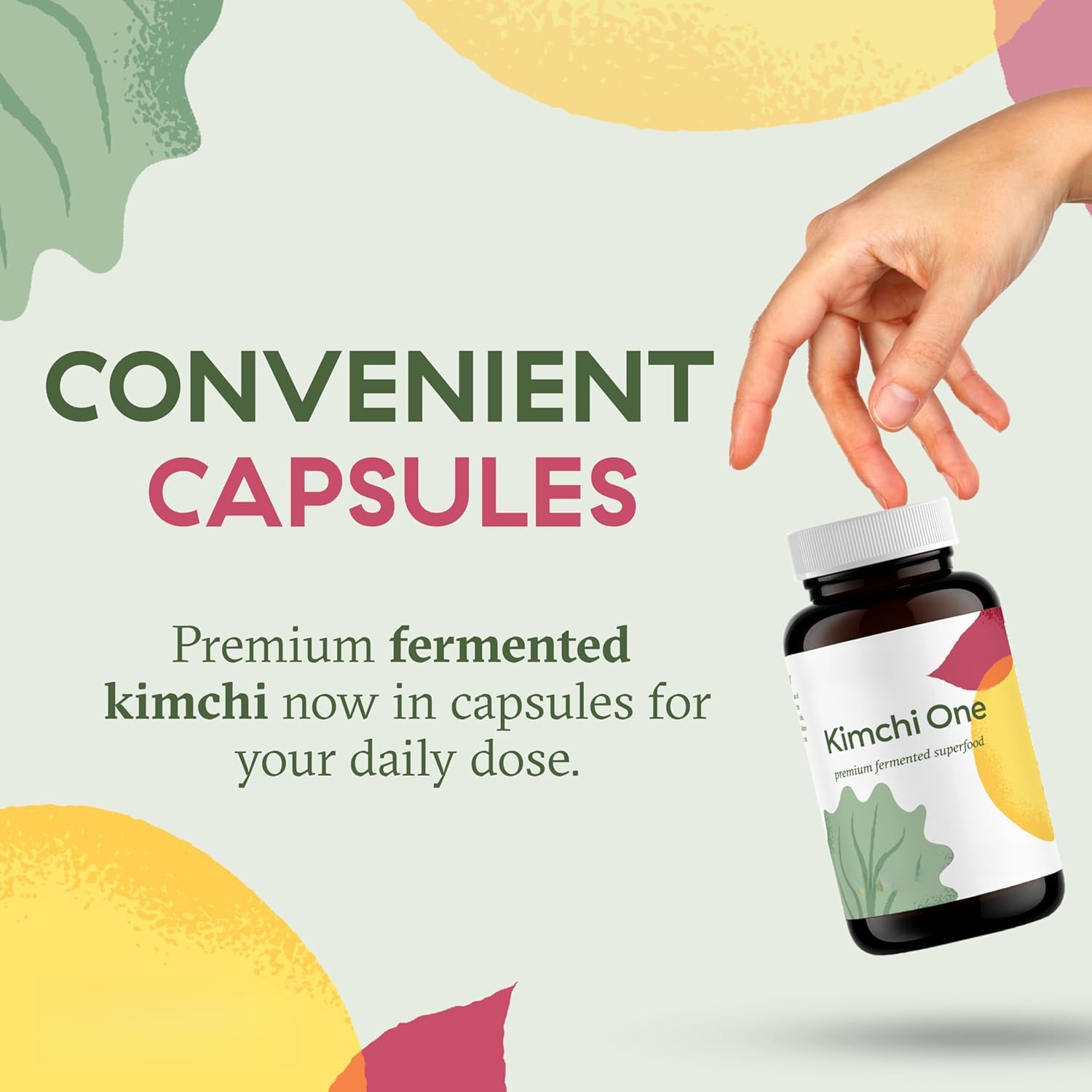 Kimchi One, capsules de poudre de kimchi, enzymes et supplément antioxydant, superaliment de qualité supérieure pour la santé intestinale pour le bien-être général, sans gluten