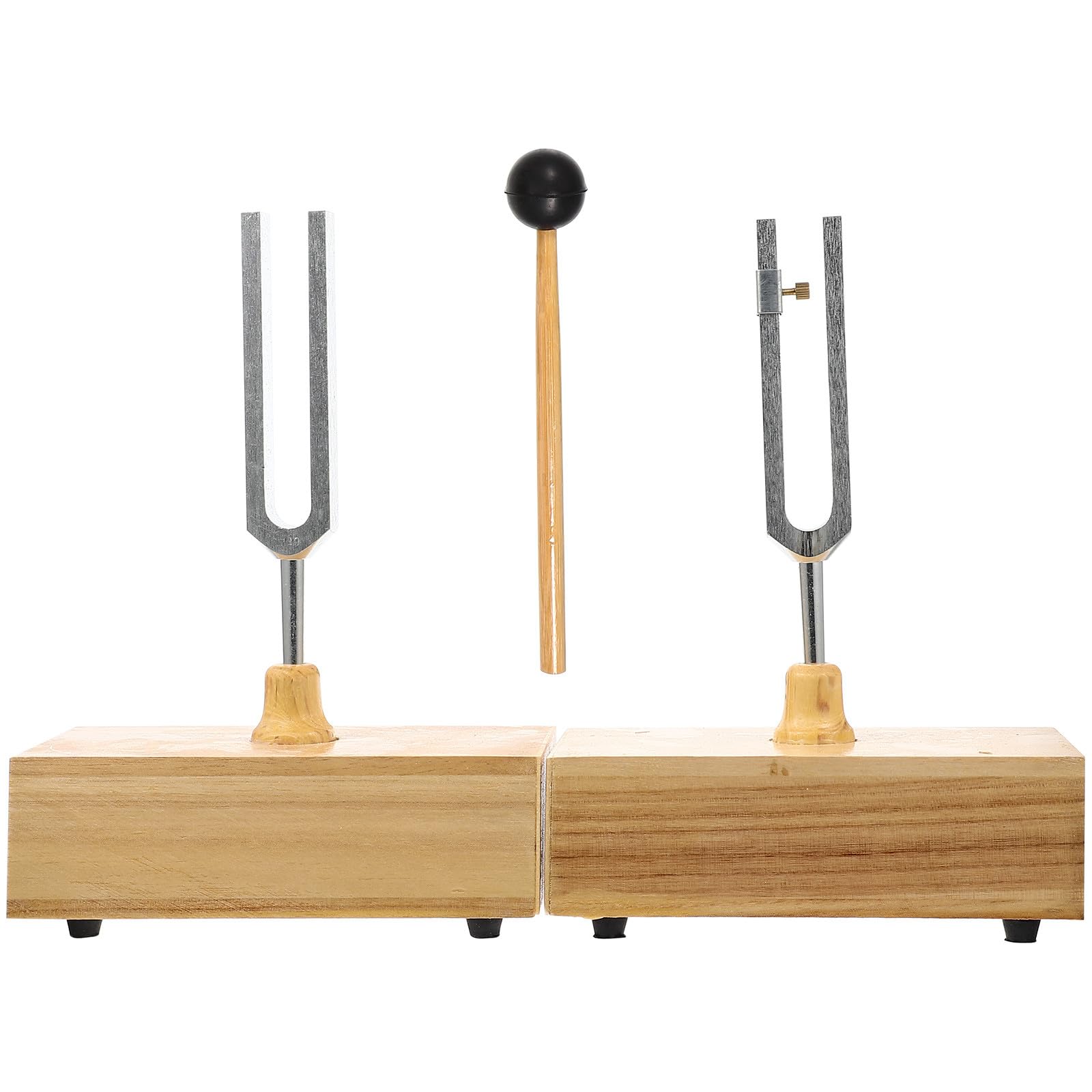 DECHOUS Stimmgabel 440hz mit Holzsockel und Hammer Metall Material Verstellbar für Physikalische und Akustische Experimente Pädagogisches Resonanzinstrument
