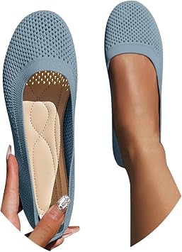 Boat Shoes Women's Fabric Ballet Flats - Fabric Knitted Barefoot Shoes Women's Round Toe Sports Shoes Comfortable Elegant Trainers Non-Slip Sporty Trainers Summer Shoes Golf Shoes Flat Ballet Flats