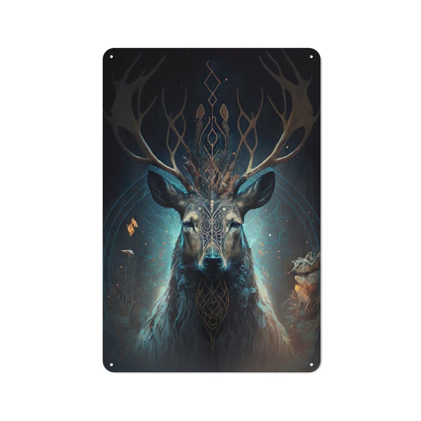 Junmoney Fantasy Deer Retro Metal Wall Sign 30X20cm With For Garage Wall, A Decorative Metal Sign For Garages And Workshops