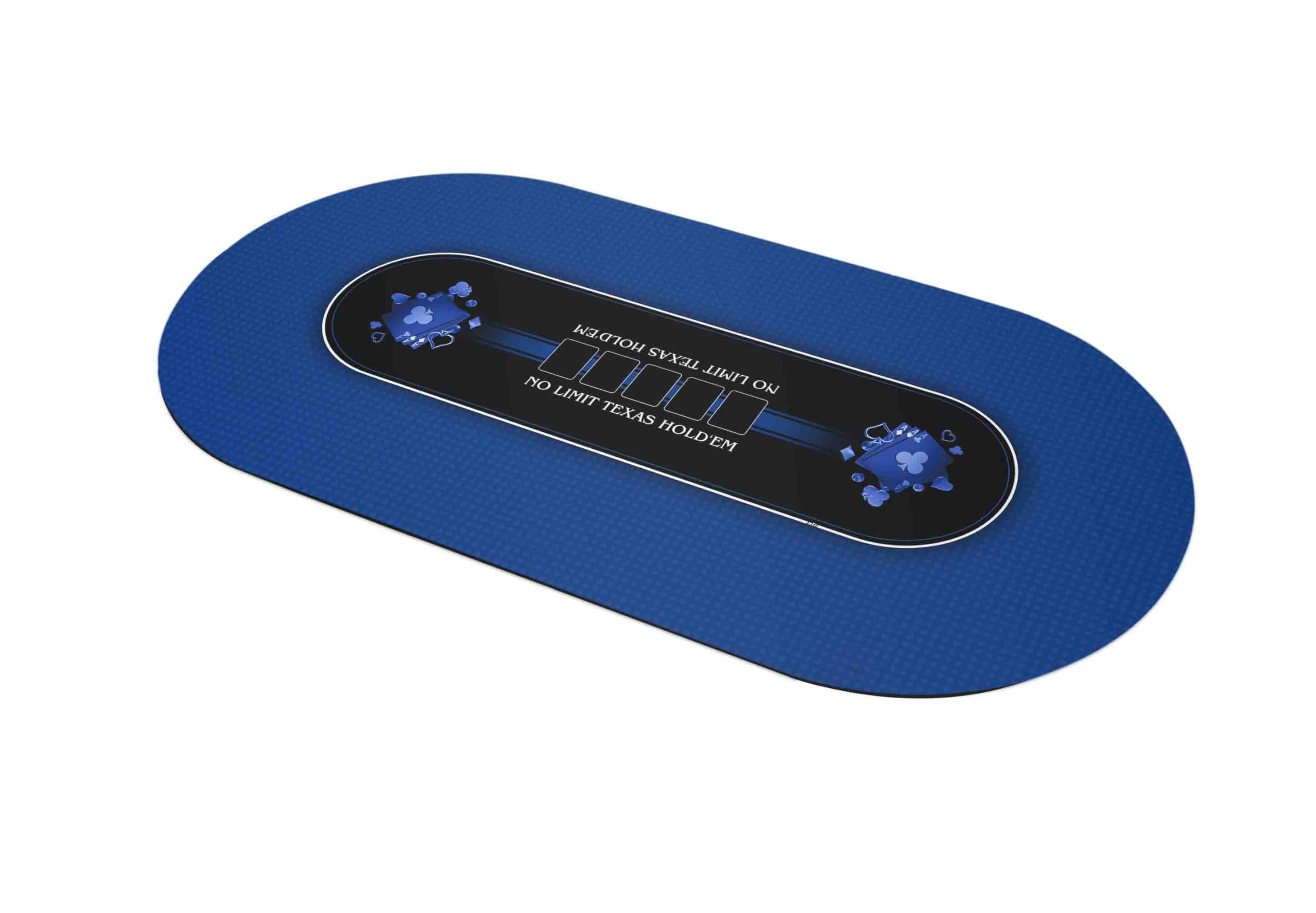 MTJ® Tapis de Poker Texas Holdem Prestige -Surface en Jersey - Antidérapant - Fabriqué en France (Bleu, Ovale Place Libre 180x90 cm)