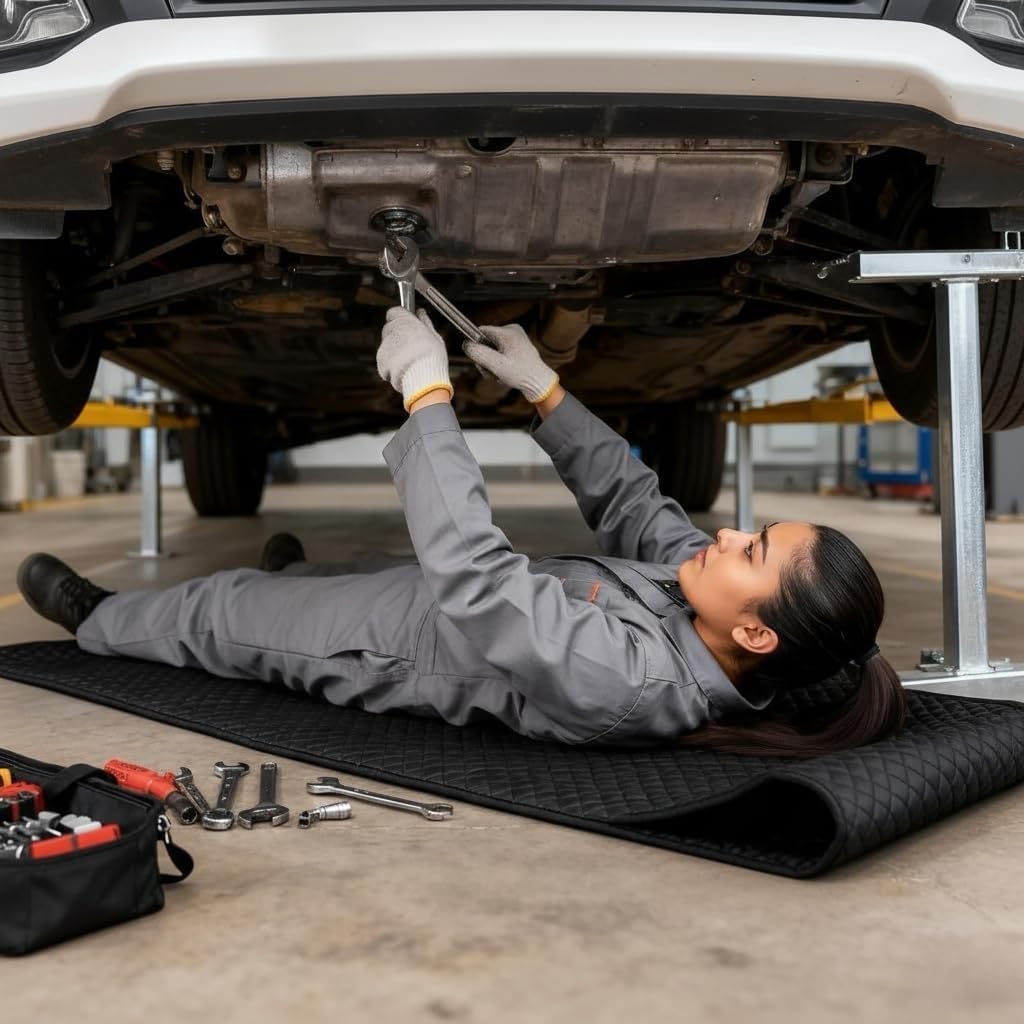 Magic Rolling Creeper Mat – Upgraded Heavy-Duty 2.5 lbs, Under Car Repair Mat with Thicker Denser Material, 60"x28" Portable Foldable Mechanics Rolling Pad, Storage Bag Included for Low Clearance