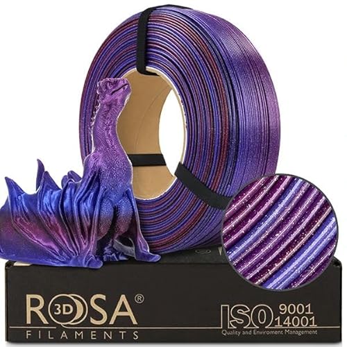 Filament ROSA 3D FILAMENTS PLA Fioletowy Tęczowy Brokatowy/Mieniący (PURPLE RAINBOW GLITTER)