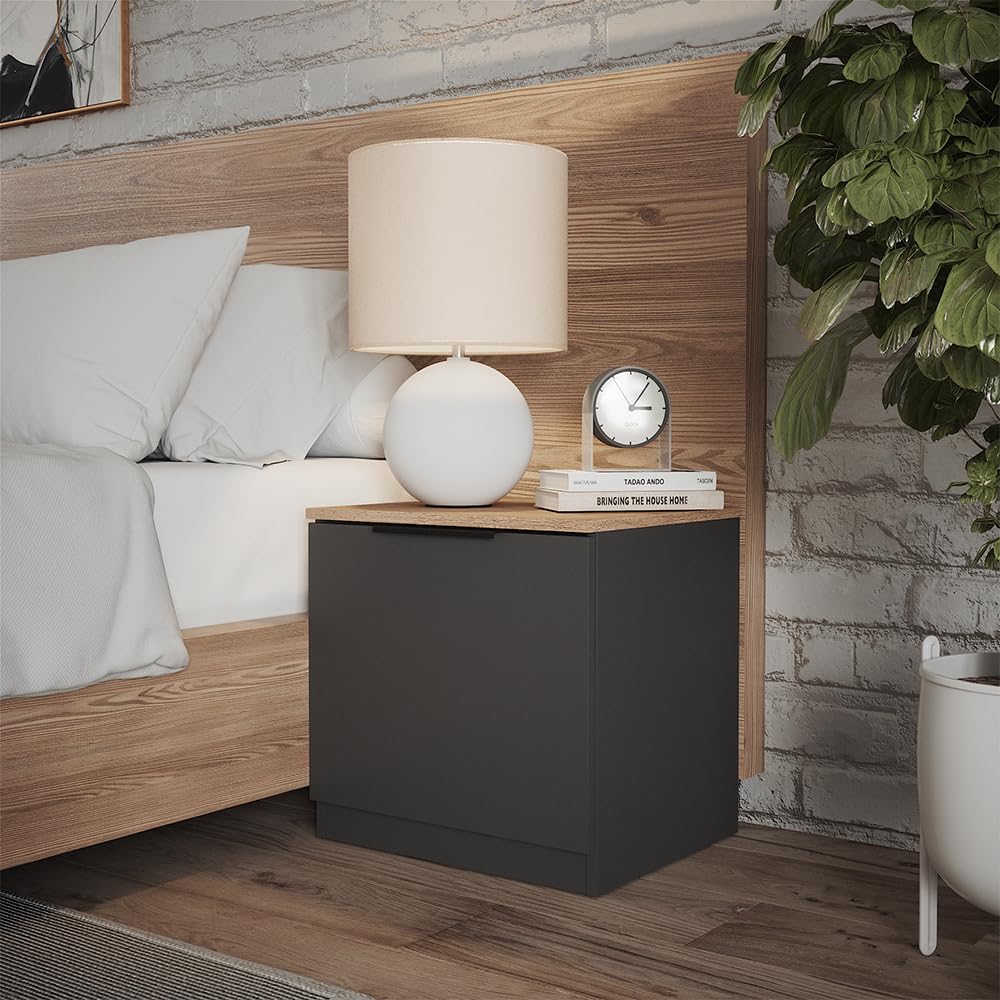 Vicco Table de Chevet Betti, Anthracite/Sonoma, 50x50cm, pour Le Rangement d’Objets du Quotidien et combinable