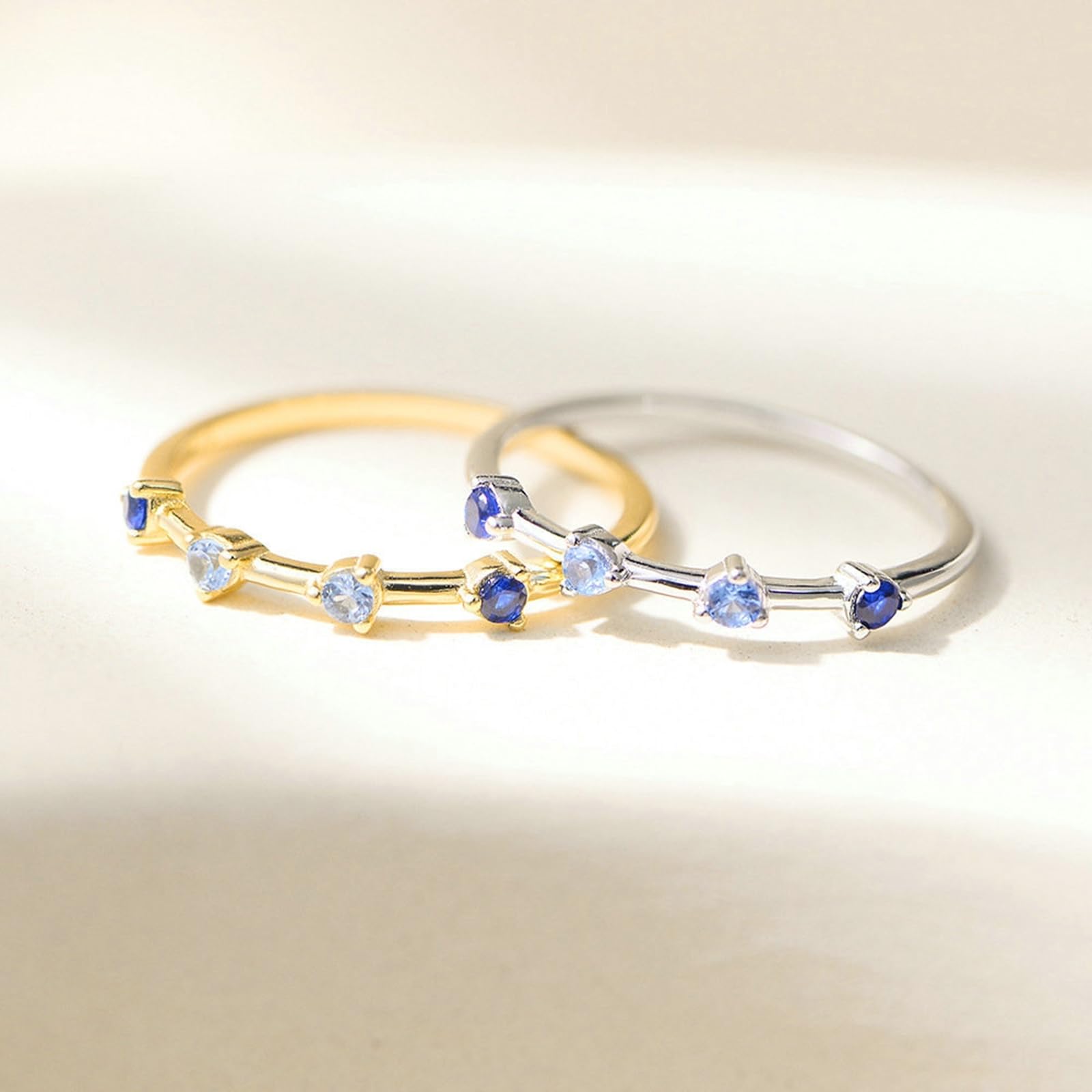 Bague assortie en or jaune 9 carats, 14 carats, 18 carats, avec topaze bleu saphir