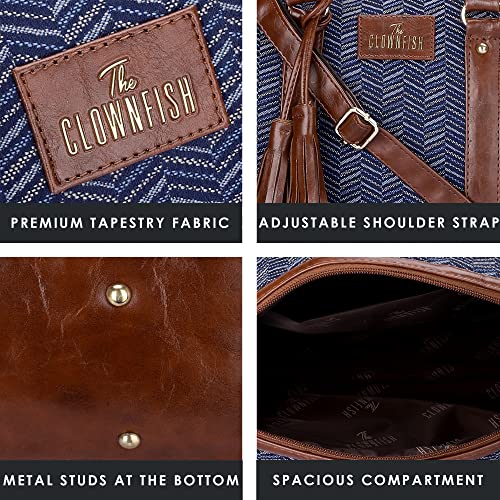 THE-CLOWNFISH-Lorna-Tapestry-Fabric-Faux-Leather-Handbag-Sling-Bag-for-Women-Office-Bag-Ladies-Shoulder-Bag-Tote-For-Women-College-Girls-Blue-Stripes