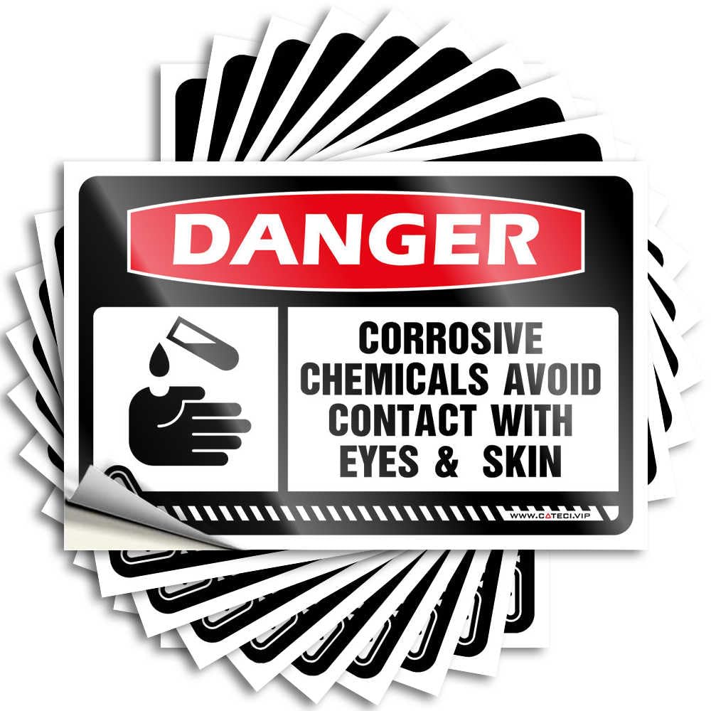 Sticker & Danger Corrosive Chemicals Avoid Contact with Eyes Skin Magnetic for Vehicle Stick-on Home Bar Decor - Funny Signs Man Cave(12X18CM-6Pcs)