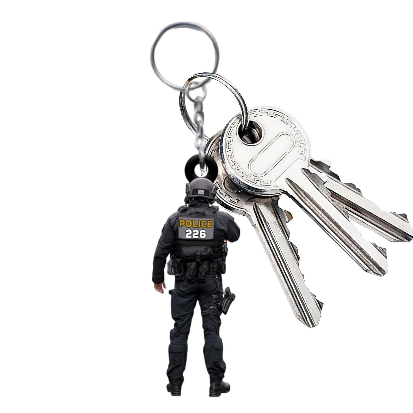 Veeteah G Policeman Keyrin,Pendant Policeman Keychain - Portable Keychain Accessories, Favors For Car Purse