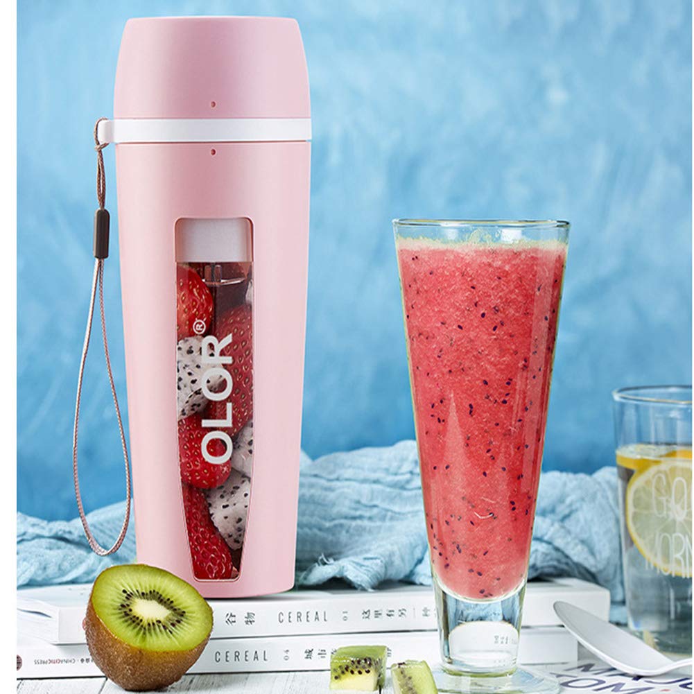 Przenośny blender, koktajle i koktajle kubek sokowirówki, do domowego biura sportu podróży na zewnątrz, ładowany przez USB, różowy