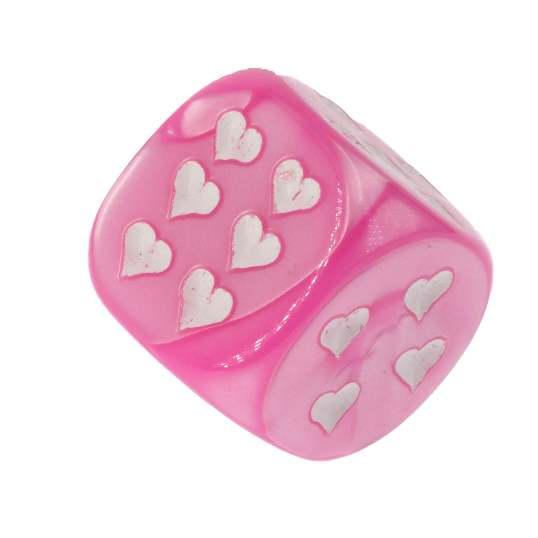 WeLoveDice - Würfel rosa mit weissen Herzen - Made in Germany - 6 Stück