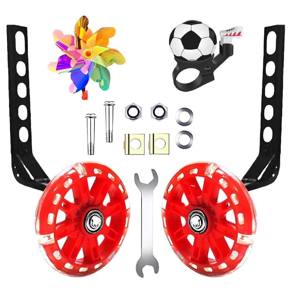 Adjustable Training Wheels for Bike Fits 12/14/16/18/20 Inch Bikes Bicycle Training Wheels for Stabilizer Training, 1 Pair.(red)