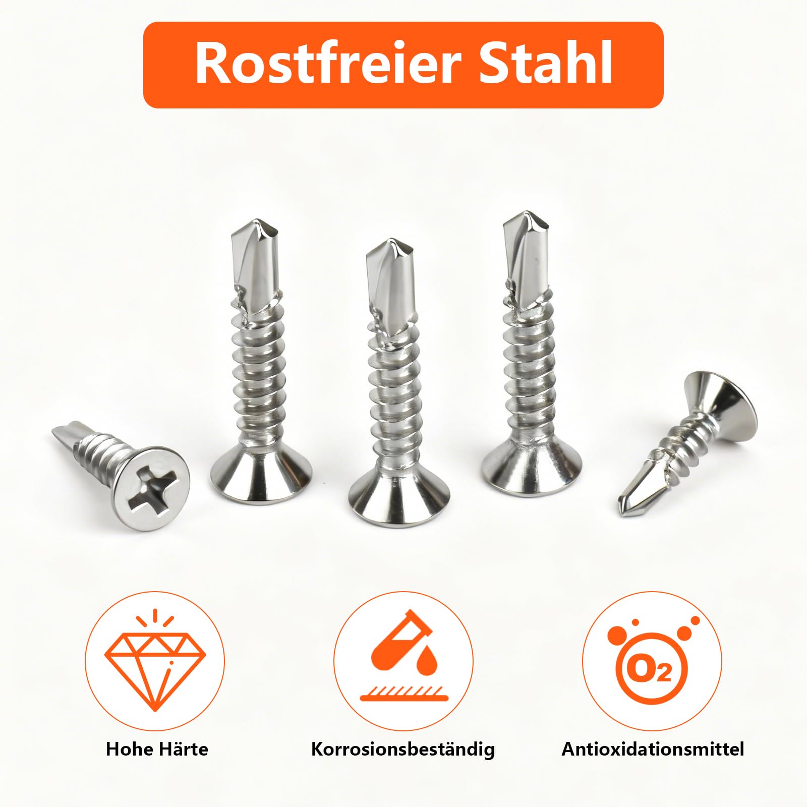 265 PzViti Autofilettanti per Metallo, M4.2 Viti Autoperforanti per Metallos, Viti Autoforanti per Metallo, vViti a testa svasata piatta per lamiera plastica