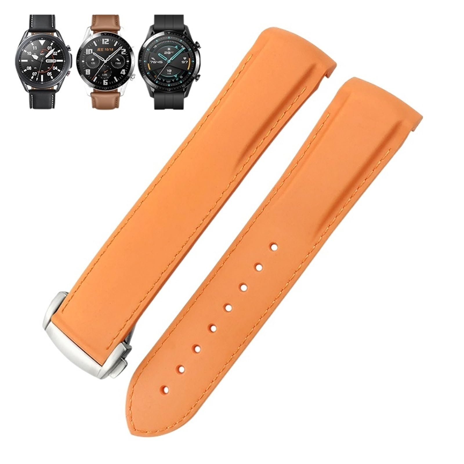 Gumowy pasek do zegarka 22 mm 20 mm zakrzywiony pasek silikonowy pasujący do zegarka Seamaster Speedmaster AT150 De Ville Pasek do zegarka z tkaniny, Wielobarwna, 20mm