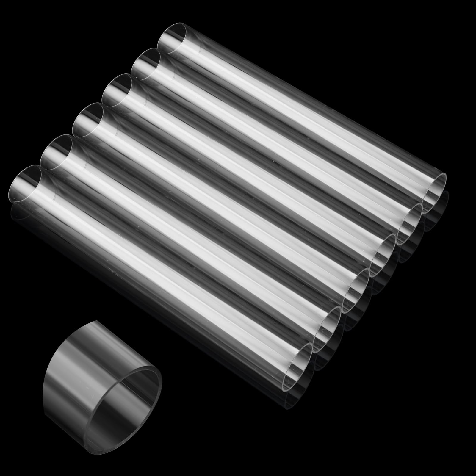 - Acrux7 6 PCS Clear Polycarbonate Tube 1.81"(46mm) ID x 1.97"(50mm) OD x 12" (305mm) Length Transparent Acrylic Tubes High Impact Round Clear PVC Pipe Plastic Tubing for Lighting, Fish Tank