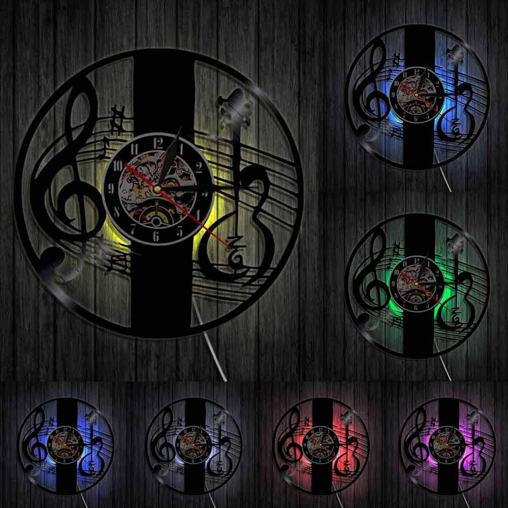 Dia 30 cm Chiave di violino Nota musicale Orologio da parete Orologio da parete Strumento musicale Chiave di violino Disco in vinile Orologio da parete Musica classica Decorazioni per la casa Regalo