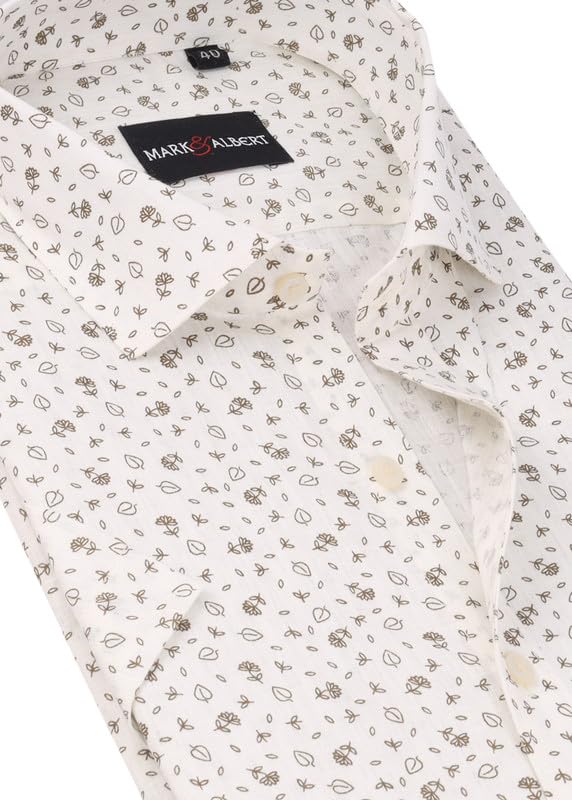 Image of Mark & Albert Men's Half Sleeve Cotton Linen Shirt Blue