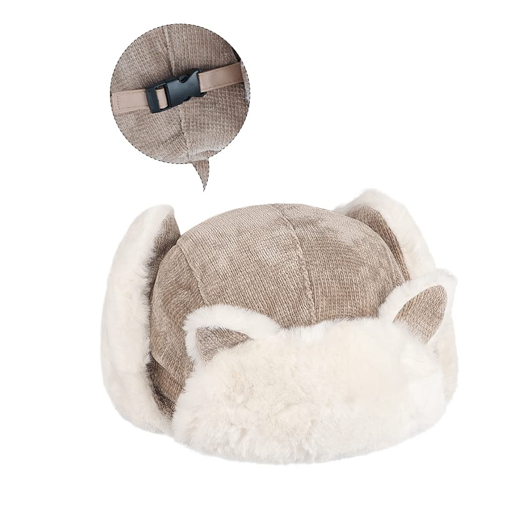 ITODA Enfants Chapka Chapeau d'hiver avec Oreillette Protéger Oreilles Bonnet d'aviateur Russe en Velours Casquette Épais Thermique Chapeau de Ski Extérieur pour Filles et Garçons 6-14 Ans