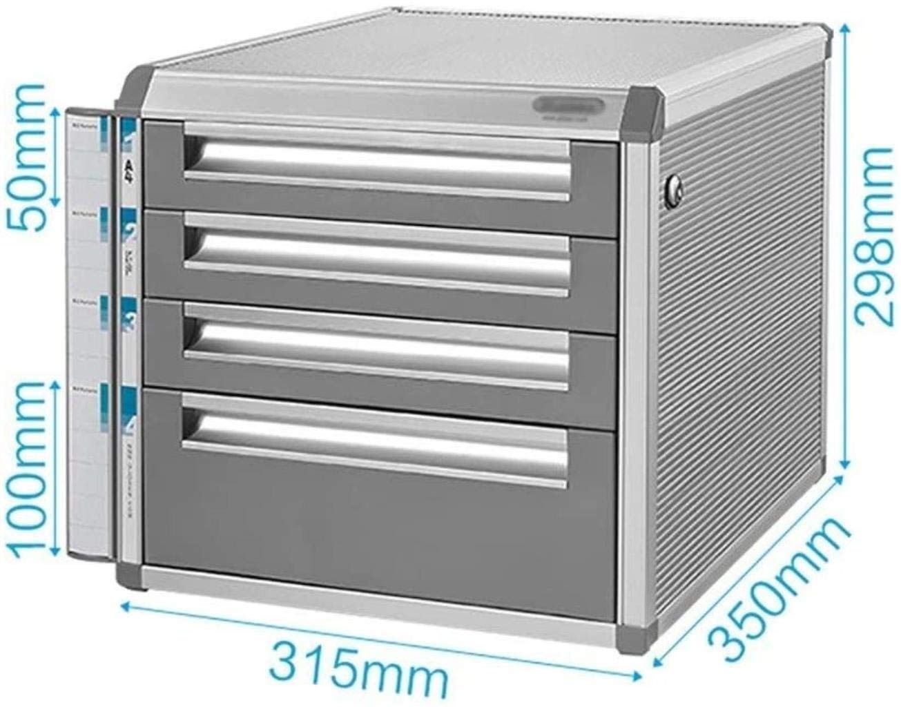 Szafka do przechowywania dokumentów ze stopu aluminium z wieloma warstwami zamykanymi szufladami, szara szafka do przechowywania do organizacji biura