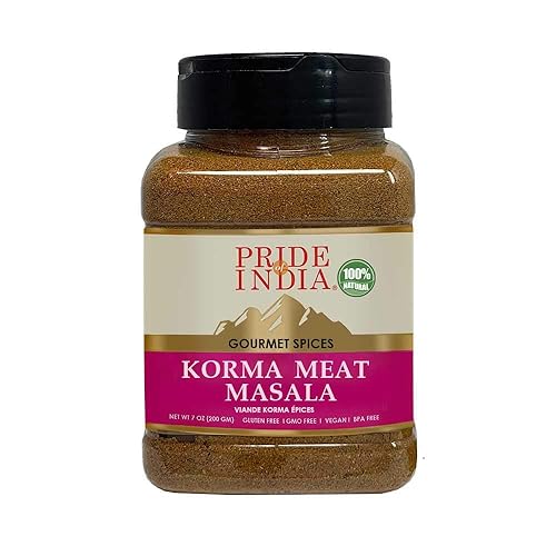 Pride of India Korma Meat Masala Mix - Ideal para carne tradicionalcurry de cordero - Gourmet y sabroso - Mezcla de especias condimentos - Tarro