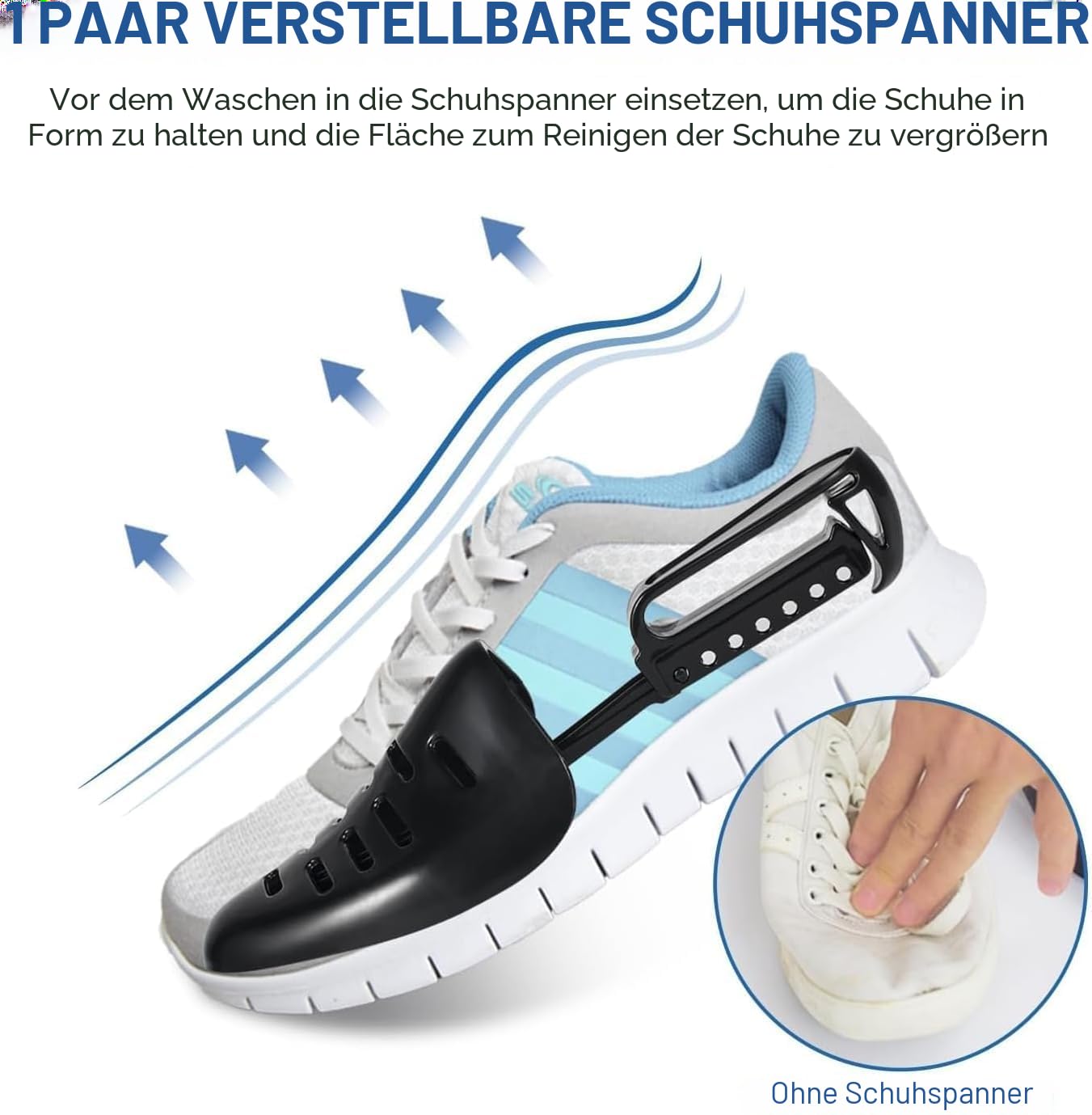 Teletrogy 2Pcs Schuhe Waschbeutel, Schuhwaschbeutel Waschmaschine mit Verstellbare Schuhspanner, Wäschesack Schuhe mit Verstecktem Reißverschluss, Wiederverwendbarer Wäschenetz für Sneaker, Weiß
