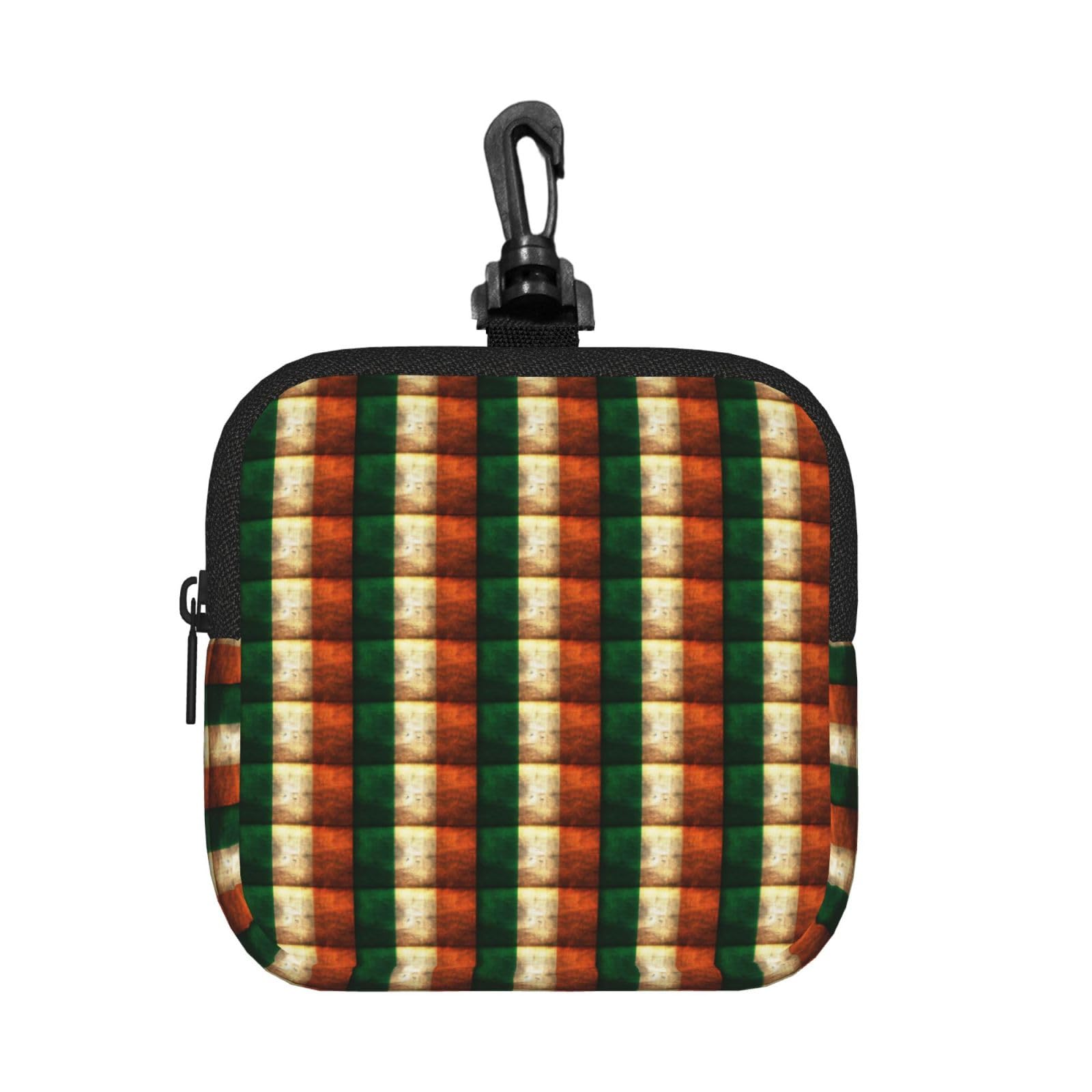 Ercgad Unisex Black Irish Flag Print Square Storage Bag Travel Toiletry Cosmetic Organizer Pouch Lightweight Reusable