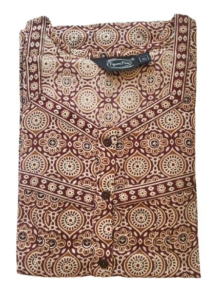 GenericRise & Shine | FigureFine Nighty | Ladies Night Gown with side pocket | Jaipuri Cotton Long Nighty | Nightwear for Women | (XL)